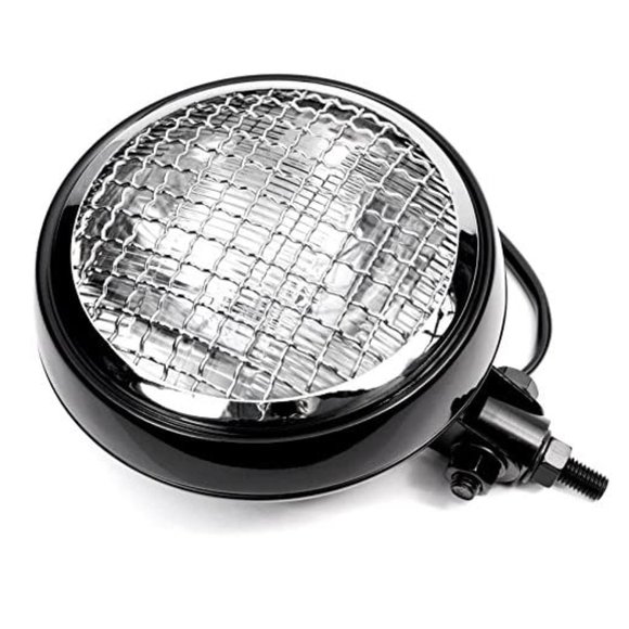 6" Black & Chrome Motorcycle Headlight Mesh Grill High Low Headlamp Bottom Mount - Picture 5 of 5